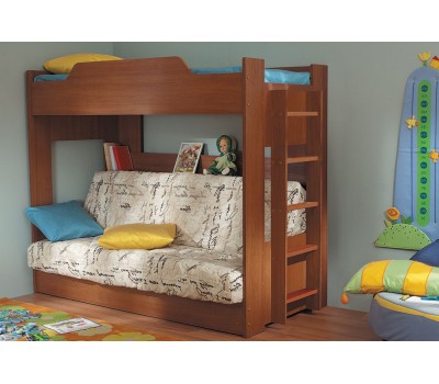 Кровать детская двухъярусная с диван-кроватью и матрасом
