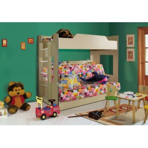 Кровать детская двухъярусная с диван-кроватью и матрасом